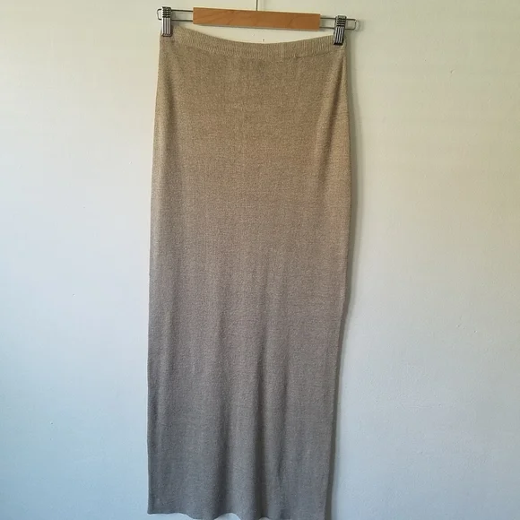 VINTAGE Babette Ballinger 100% Linen Beige Knit Maxi Skirt Size M - Picture 3 of 8
